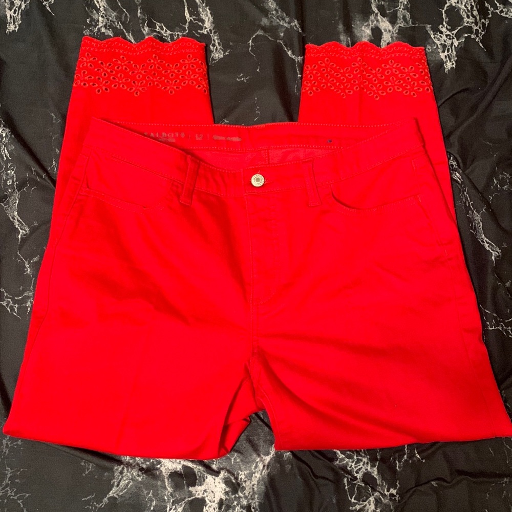 Red Talbots Slim Ankle Capri Pants